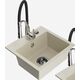 Гранитная мойка Mexen Milo, 1 чаша, со смесителем для кухни Aster, бежевый - 6505-69-73450-07-B