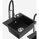 Mexen Milo granīta izlietne, 1 bļoda, ar Aster virtuves jaucējkrānu, melns - 6505-77-73450-07