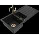 Granīta izlietne Mexen Andres 1,5 bļodas ar noteku un virtuves jaucējkrānu Carla, melna - 6515-77-670700-50