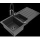 Mexen Andres granīta izlietne, 1,5 bļodas, ar noteku un Aster virtuves jaucējkrānu, raibs melns - 6515-76-73450-07-B