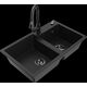 Mexen Tomas granīta izlietne, 2 bļodas ar Elia virtuves maisītāju, melns - 6516-77-670101-70-B