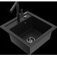 Mexen Vito granīta izlietne, 1 bļoda ar Flora virtuves jaucējkrānu, melna - 6503-77-670401-70-B