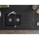 Granīta izlietne Mexen Andres 1,5 bļodas ar noteku un Elia virtuves jaucējkrānu, melns - 6515-77-670101-00, 4 image