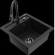 Mexen Vito granīta izlietne, 1 bļoda, ar Elia virtuves jaucējkrānu, melns - 6503-77-670101-70-B