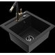 Mexen Vito granīta izlietne, 1 bļoda ar Flora virtuves jaucējkrānu, melna - 6503-77-670401-57-B