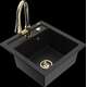 Mexen Vito granīta izlietne, 1 bļoda, ar Elia virtuves jaucējkrānu, melns - 6503-77-670101-50