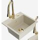 Гранитная мойка Mexen Milo, 1 чаша, со смесителем для кухни Elia, бежевый - 6505-69-670101-50