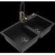 Mexen Tomas granīta izlietne, 2 bļodas ar Aster virtuves jaucējkrānu, melns - 6516-77-73450-57-B