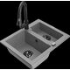 Гранитная мойка Mexen Carlos 1,5 чаши со смесителем для кухни Elia, серый - 6518-71-670101-70-B