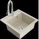 Mexen Vito granīta izlietne, 1 bļoda un Elia virtuves jaucējkrāns, bēšs - 6503-69-670101-00