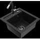 Mexen Vito granīta izlietne, 1 bļoda ar Flora virtuves jaucējkrānu, melna - 6503-77-670401-07-B