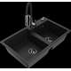 Mexen Tomas granīta izlietne, 2 bļodas un Aster virtuves jaucējkrāns, melns - 6516-77-73450-07-B