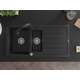 Mexen Andres granīta izlietne 1,5 bļodas ar noteku un Elia virtuves jaucējkrānu, melns - 6515-77-670101-70, 4 image