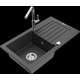 Mexen Pablo granīta izlietne, 1 bļoda, ar noteku un Flora virtuves jaucējkrānu, raibs melns - 6510-76-670401-00