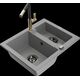 Гранитная мойка Mexen Carlos 1,5 чаши со смесителем для кухни Flora, серый - 6518-71-670401-57-B