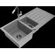 Гранитная мойка Mexen Andres 1,5 чаши со сливом и кухонным смесителем Flora, серый - 6515-71-670401-07-B