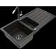 Mexen Andres granīta izlietne, 1,5 bļodas, ar noteku un Flora virtuves jaucējkrānu, melns/zelts - 6515-75-670401-07-B