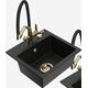 Mexen Milo granīta izlietne, 1 bļoda, ar Duo virtuves jaucējkrānu, melns - 6505-77-671701-57-G