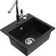 Mexen Milo granīta izlietne, 1 bļoda, ar Flora virtuves jaucējkrānu, melns - 6505-77-670401-00