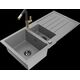 Гранитная мойка Mexen Andres 1,5 чаши со сливом и кухонным смесителем Flora, серый - 6515-71-670401-57-B