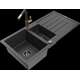 Mexen Andres granīta izlietne, 1,5 bļodas, ar noteku un Flora virtuves jaucējkrānu, raibs melns - 6515-76-670401-75-B