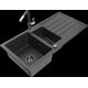 Mexen Andres granīta izlietne, 1,5 bļodas, ar noteku un Flora virtuves jaucējkrānu, raibs melns - 6515-76-670401-08-B