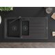 Granīta izlietne Mexen Andres 1,5 bļodas ar noteku un Flora virtuves jaucējkrānu, raibs melns - 6515-76-670401-70-B, 4 image