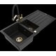 Granīta izlietne Mexen Andres 1,5 bļodas ar noteku un virtuves jaucējkrānu Duo, melns - 6515-77-671701-57-G