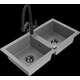 Гранитная мойка Mexen Mario, 2 чаши и кухонный смеситель Duo, серый - 6504-71-671701-70-B