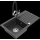 Mexen Pablo granīta izlietne, 1 bļoda, ar noteku un virtuves maisītāju Duo, raibs melns - 6510-76-671701-07