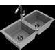 Mexen Mario granīta izlietne, 2 bļodas ar Flora virtuves jaucējkrānu, pelēks - 6504-71-670401-07-B