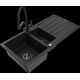 Mexen Andres granīta izlietne, 1,5 bļodas, ar noteku un Duo virtuves jaucējkrānu, melns - 6515-77-671701-70-B
