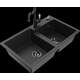 Mexen Tomas granīta izlietne, 2 bļodas un Carla virtuves jaucējkrāns, melns/sudrabs metālisks - 6516-73-670700-70-B