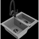 Гранитная мойка Mexen Carlos 1,5 чаши со смесителем для кухни Duo, серый - 6518-71-671701-70-B