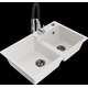 Гранитная мойка Mexen Tomas, 2 чаши со смесителем для кухни Aster, белый - 6516-20-73450-07-B
