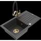 Mexen Pablo granīta izlietne, 1 bļoda, ar noteku un virtuves maisītāju Duo, raibs melns - 6510-76-671701-57-G