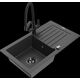 Mexen Pablo granīta izlietne, 1 bļoda, ar noteku un virtuves maisītāju Duo, raibs melns - 6510-76-671701-70-B