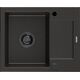 Гранитная мойка Mexen Enzo, 1 чаша, с крылом для сушки 576 x 465 мм, черный/золотой металлик, черный сифон - 6506571005-75-B