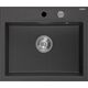 Mexen Oscar zlewozmywak granitowy 1-komorowy 580 x 490 mm, czarny nakrapiany, syfon chrom - 6519581000-76