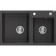 Mexen Tomas гранитная мойка, 2 чаши, 800 x 500 мм, крапчатый черный, сифон хром - 6516802000-76