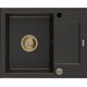 Mexen Enzo granīta izlietne, 1 bļoda un kanalizācija 576 x 465 mm, melns/zelts metālisks, zelta sifons - 6506571005-75-G