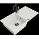 Гранитная мойка Mexen Leo, 1 чаша, с крылом и кухонным смесителем Carla, белый - 6501-20-670700-70