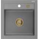 Гранитная мойка Mexen Vito, 1 чаша, 520 x 490 мм, серый, сифон золотой - 6503521000-71-G