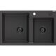 Mexen Tomas гранитная мойка, 2 чаши, 800 x 500 мм, крапчатый черный, сифон черный - 6516802000-76-B