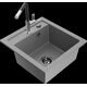 Гранитная мойка Mexen Vito, 1 чаша со смесителем для кухни Flora, серый - 6503-71-670401-07-B