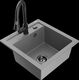 Гранитная мойка Mexen Vito, 1 чаша, со смесителем для кухни Elia, серый - 6503-71-670101-70-B