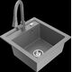 Гранитная мойка Mexen Vito, 1 чаша, со смесителем для кухни Elia, серый - 6503-71-670101-71