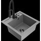 Гранитная мойка Mexen Vito, 1 чаша, со смесителем для кухни Aster, серый - 6503-71-73450-70-B