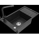 Mexen Elias granīta izlietne, 1 bļoda, ar noteku un Duero virtuves maisītāju, melns/sudrabs metālisks - 6511-73-671600-70