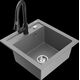 Гранитная мойка Mexen Vito, 1 чаша, со смесителем для кухни Elia, серый - 6503-71-670101-70